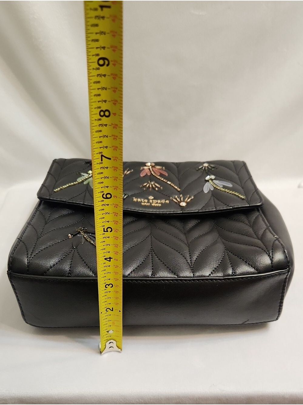 Kate Spade New York Briar Lane Quilted Dragonfly Gold Chain Strap Backpack - Picture 13 of 15